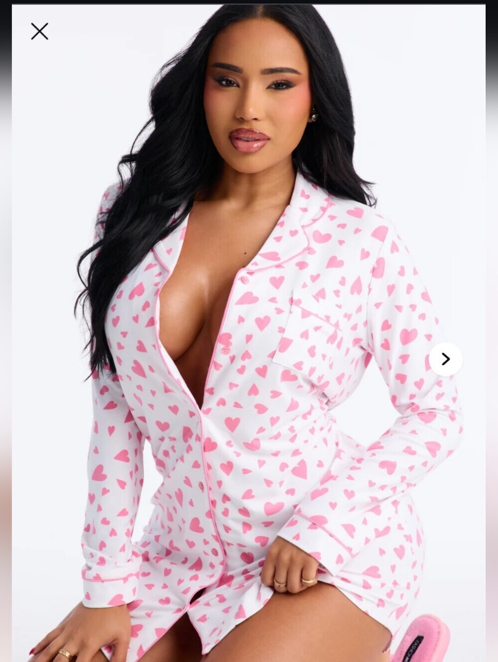 Fashion Nova True Love Long Sleeve PJ Sleep Shirt - White/Pink 1X (EUC)